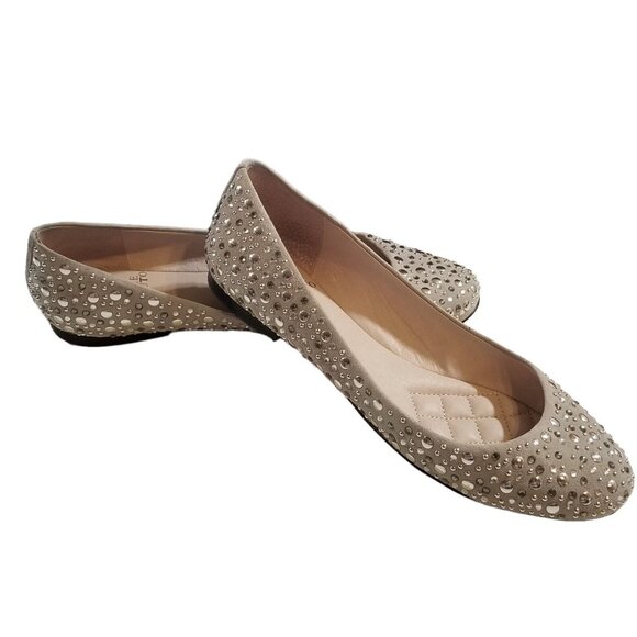 Vince Camuto Studded Suede Ballet Flats Shoe 8.5 Earl Gray True Suede - Picture 2 of 12